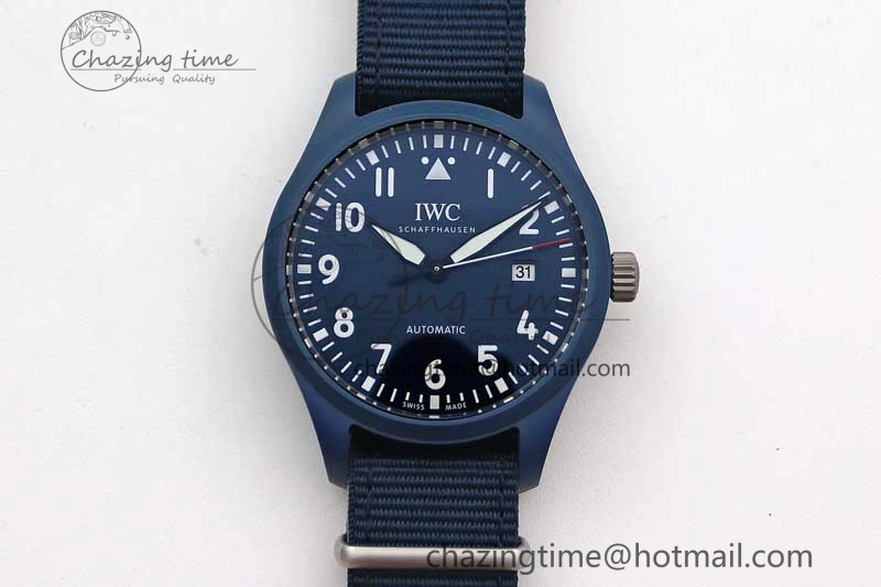 Mark XVIII IW328101 Blue Ceramic M+F 1:1 Best Edition Blue Dial on Blue Nylon Strap A Upgraded 7046