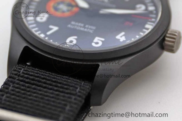 Mark XVIII ‘TOPGUN SFTI’ Ceramic M+F Best Edition Black Dial on Black Nylon Strap A Sleek 7047