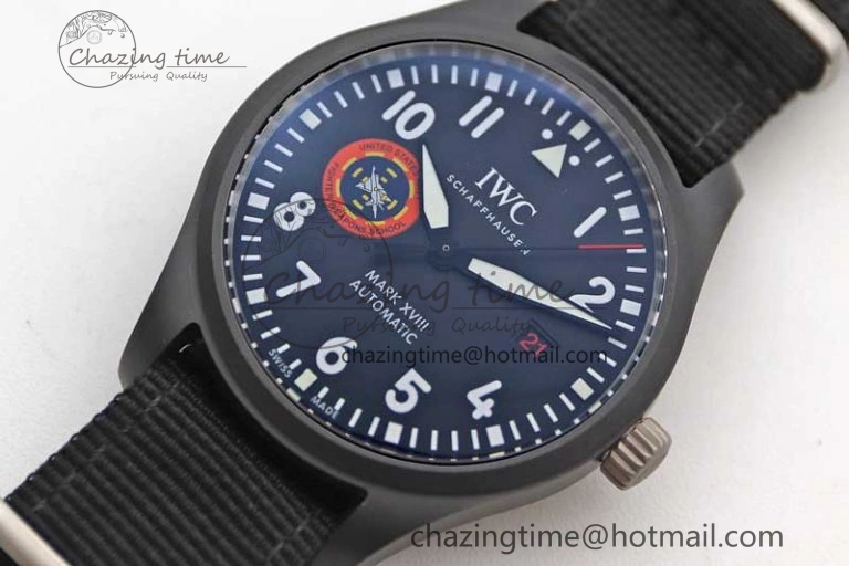Mark XVIII ‘TOPGUN SFTI’ Ceramic M+F Best Edition Black Dial on Black Nylon Strap A Sleek 7047