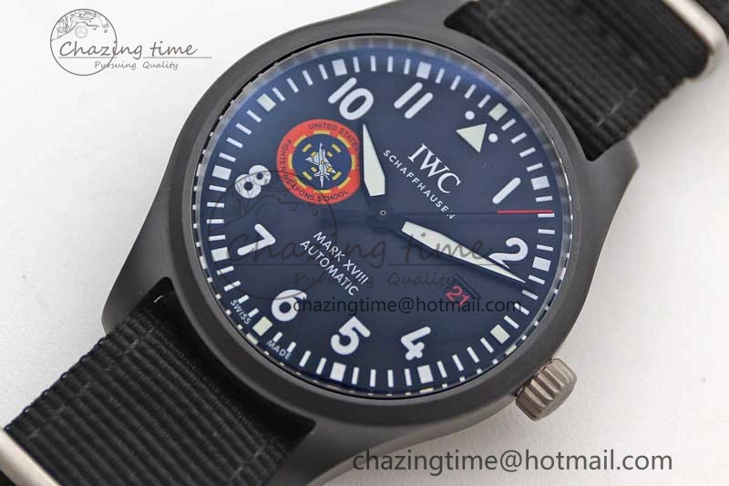 Mark XVIII ‘TOPGUN SFTI’ Ceramic M+F Best Edition Black Dial on Black Nylon Strap A Sleek 7047