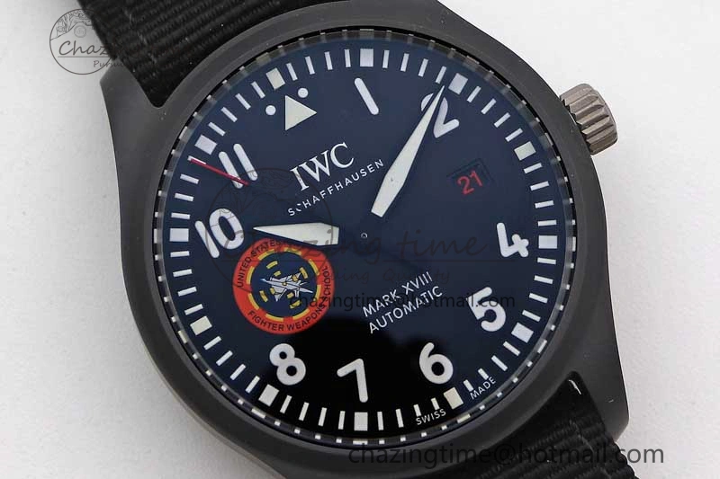 Mark XVIII ‘TOPGUN SFTI’ Ceramic M+F Best Edition Black Dial on Black Nylon Strap A Sleek 7047