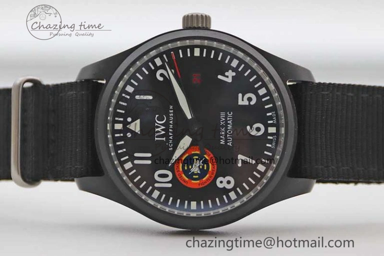 Mark XVIII ‘TOPGUN SFTI’ Ceramic M+F Best Edition Black Dial on Black Nylon Strap A Sleek 7047