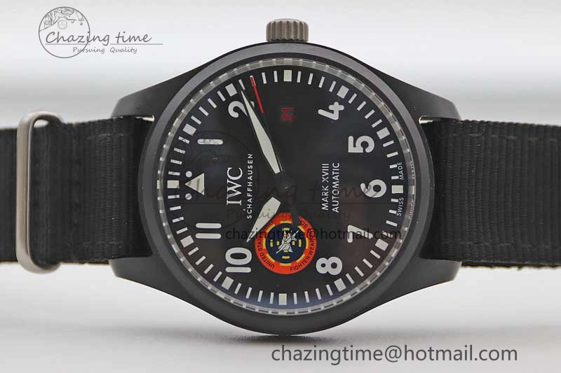 Mark XVIII ‘TOPGUN SFTI’ Ceramic M+F Best Edition Black Dial on Black Nylon Strap A Sleek 7047