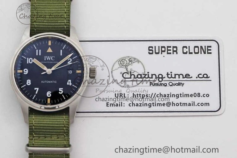 Mark XVIII “TRIBUTE TO MARK XI” IW327007 M+F 1:1 Best Edition Black Dial on Green Nylon Strap A Sporty 7050
