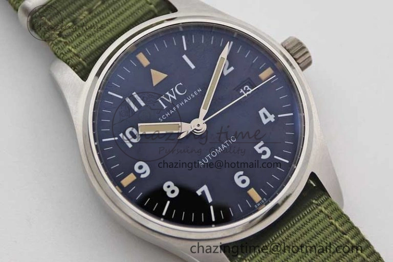 Mark XVIII “TRIBUTE TO MARK XI” IW327007 M+F 1:1 Best Edition Black Dial on Green Nylon Strap A Sporty 7050