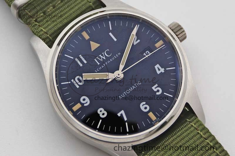 Mark XVIII “TRIBUTE TO MARK XI” IW327007 M+F 1:1 Best Edition Black Dial on Green Nylon Strap A Sporty 7050