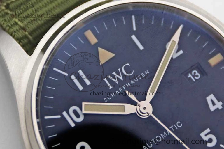Mark XVIII “TRIBUTE TO MARK XI” IW327007 M+F 1:1 Best Edition Black Dial on Green Nylon Strap A Sporty 7050