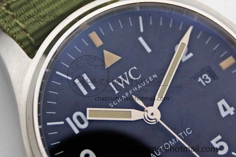 Mark XVIII “TRIBUTE TO MARK XI” IW327007 M+F 1:1 Best Edition Black Dial on Green Nylon Strap A Sporty 7050