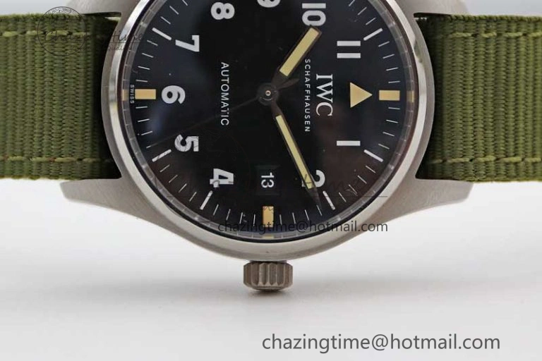 Mark XVIII “TRIBUTE TO MARK XI” IW327007 M+F 1:1 Best Edition Black Dial on Green Nylon Strap A Sporty 7050