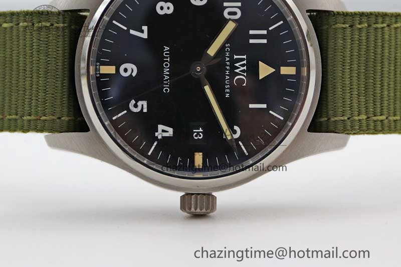 Mark XVIII “TRIBUTE TO MARK XI” IW327007 M+F 1:1 Best Edition Black Dial on Green Nylon Strap A Sporty 7050