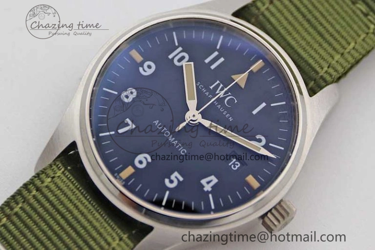 Mark XVIII “TRIBUTE TO MARK XI” IW327007 M+F 1:1 Best Edition Black Dial on Green Nylon Strap A Sporty 7050