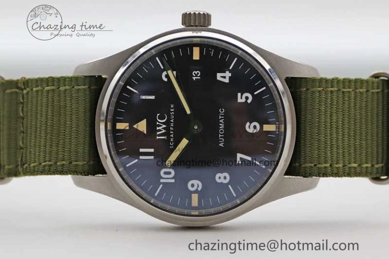Mark XVIII “TRIBUTE TO MARK XI” IW327007 M+F 1:1 Best Edition Black Dial on Green Nylon Strap A Sporty 7050