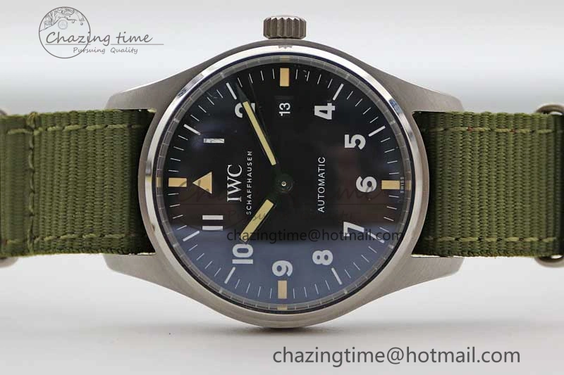 Mark XVIII “TRIBUTE TO MARK XI” IW327007 M+F 1:1 Best Edition Black Dial on Green Nylon Strap A Sporty 7050
