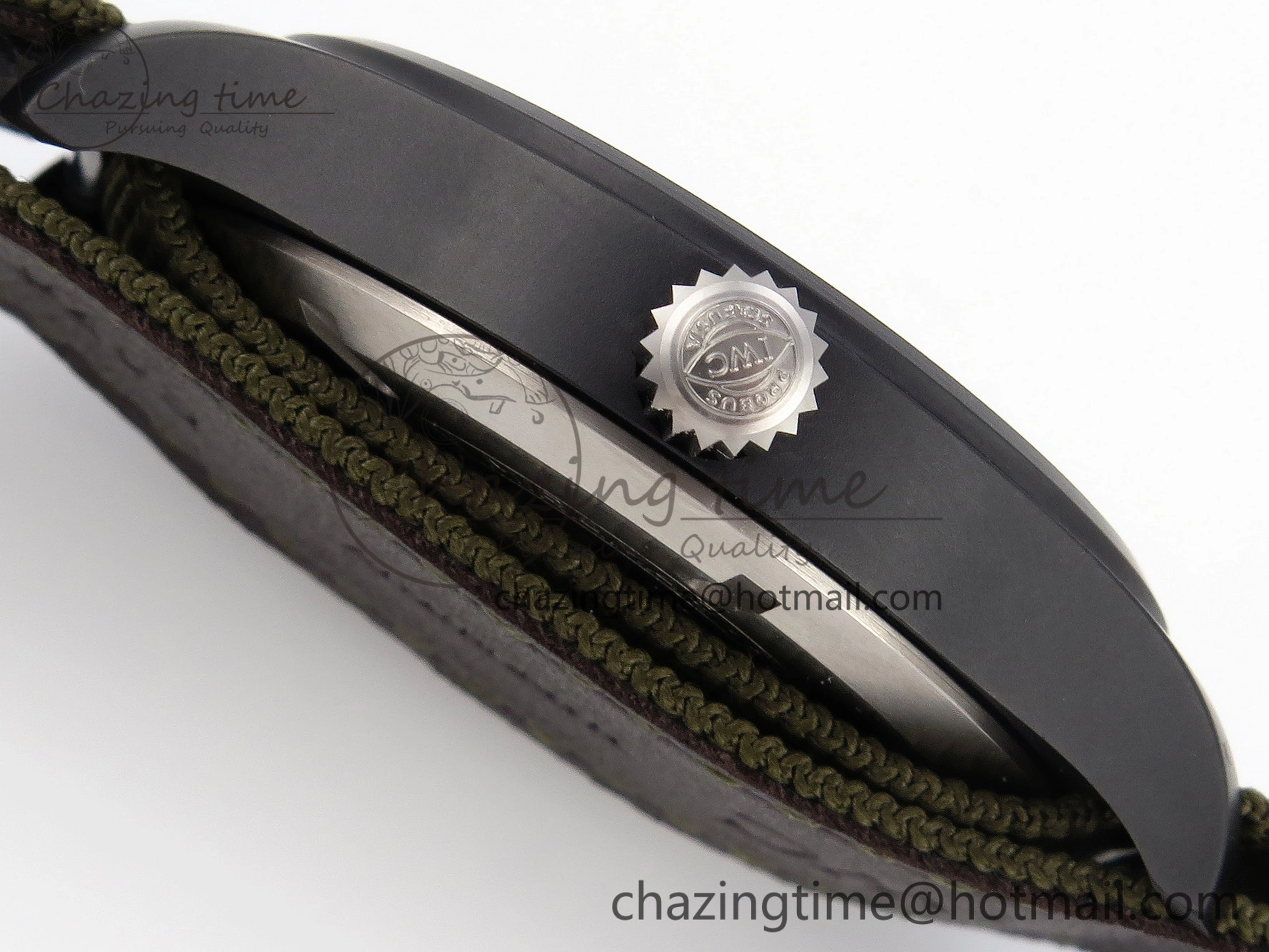 Minimalist Mark XVIII Top Gun “SFTI” Black Ceramic IW324712 ZF 1:1 Best Edition on Green Nylon Strap A 7025