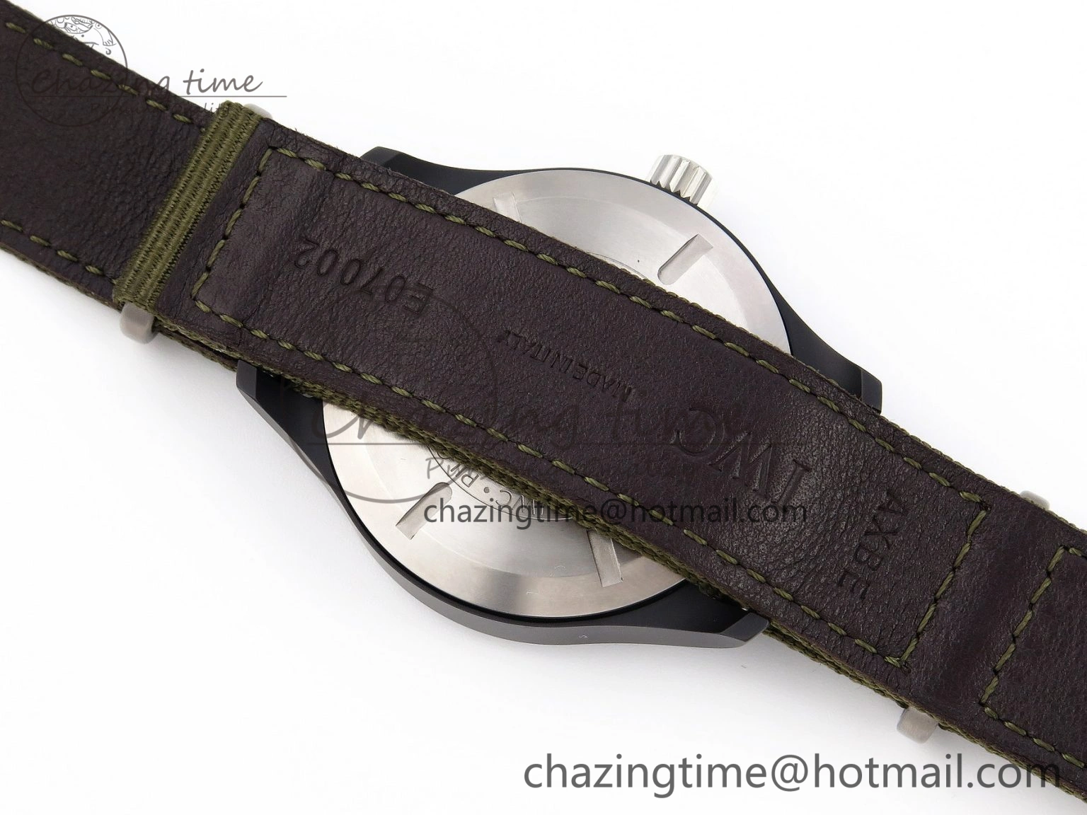 Minimalist Mark XVIII Top Gun “SFTI” Black Ceramic IW324712 ZF 1:1 Best Edition on Green Nylon Strap A 7025