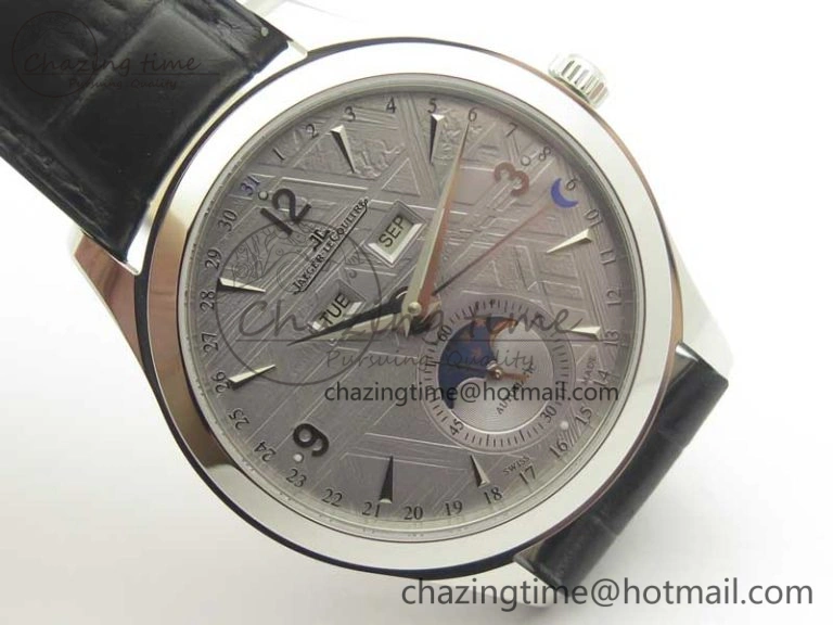 Master Calendar OMF 1:1 Best Edition Gray Textured Dial on Black Leather Strap A WellDesigned 7475