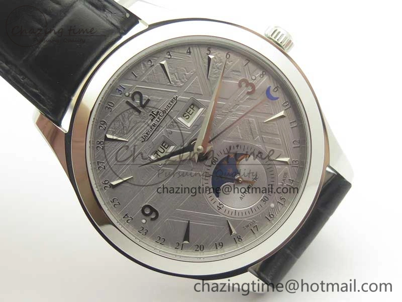 Master Calendar OMF 1:1 Best Edition Gray Textured Dial on Black Leather Strap A WellDesigned 7475