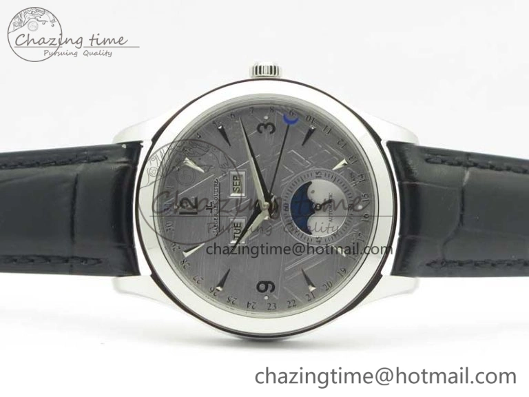 Master Calendar OMF 1:1 Best Edition Gray Textured Dial on Black Leather Strap A WellDesigned 7475