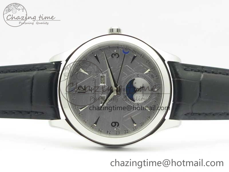 Master Calendar OMF 1:1 Best Edition Gray Textured Dial on Black Leather Strap A WellDesigned 7475
