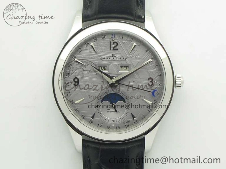 Master Calendar OMF 1:1 Best Edition Gray Textured Dial on Black Leather Strap A WellDesigned 7475