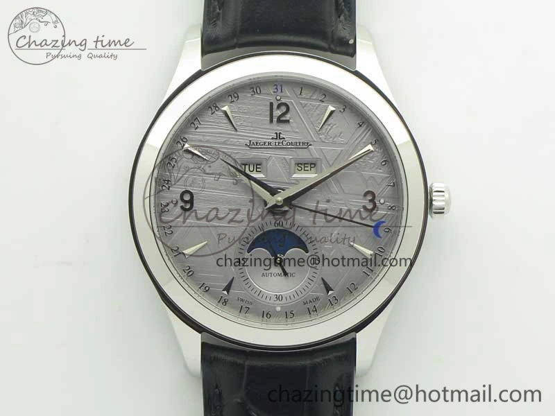 Master Calendar OMF 1:1 Best Edition Gray Textured Dial on Black Leather Strap A WellDesigned 7475