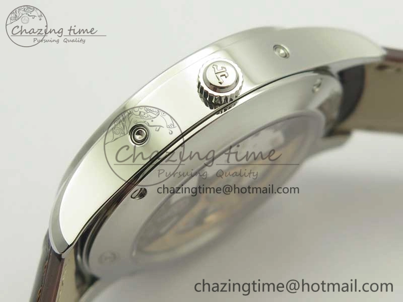 Snug Master Calendar OMF 1:1 Best Edition Gray Textured Dial on Brown Leather Strap A 7477