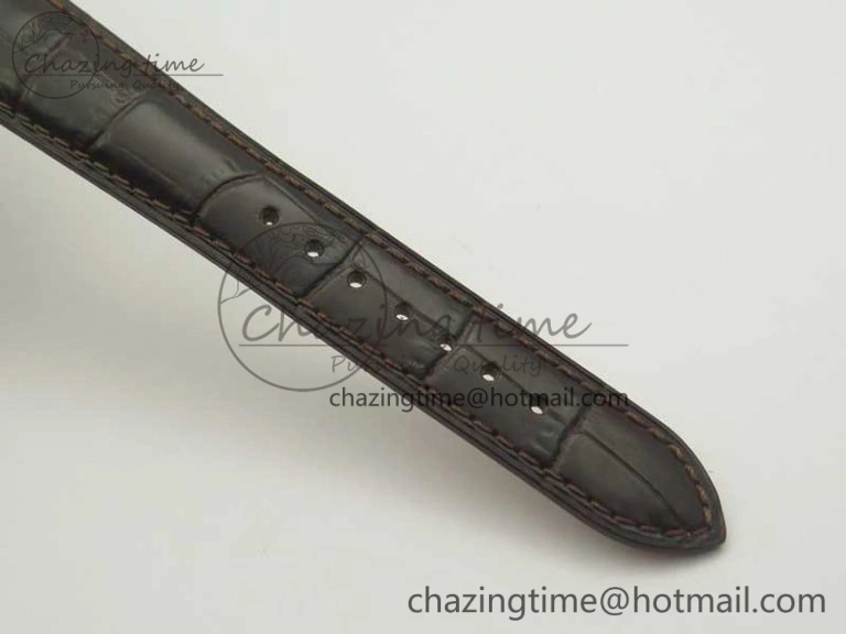 Snug Master Calendar OMF 1:1 Best Edition Gray Textured Dial on Brown Leather Strap A 7477