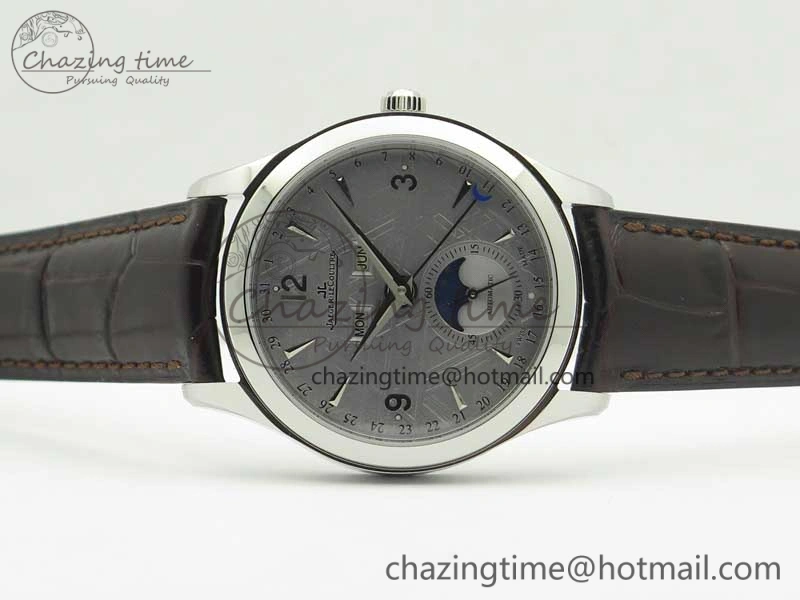 Snug Master Calendar OMF 1:1 Best Edition Gray Textured Dial on Brown Leather Strap A 7477