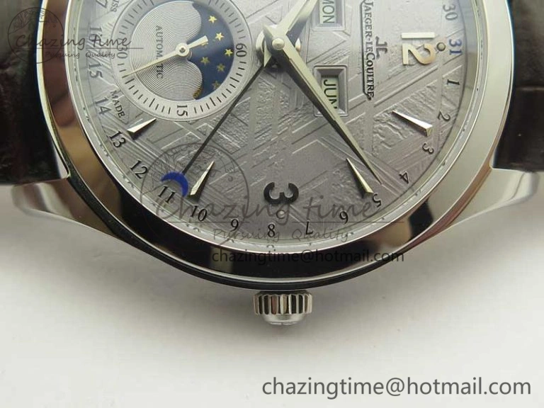 Snug Master Calendar OMF 1:1 Best Edition Gray Textured Dial on Brown Leather Strap A 7477