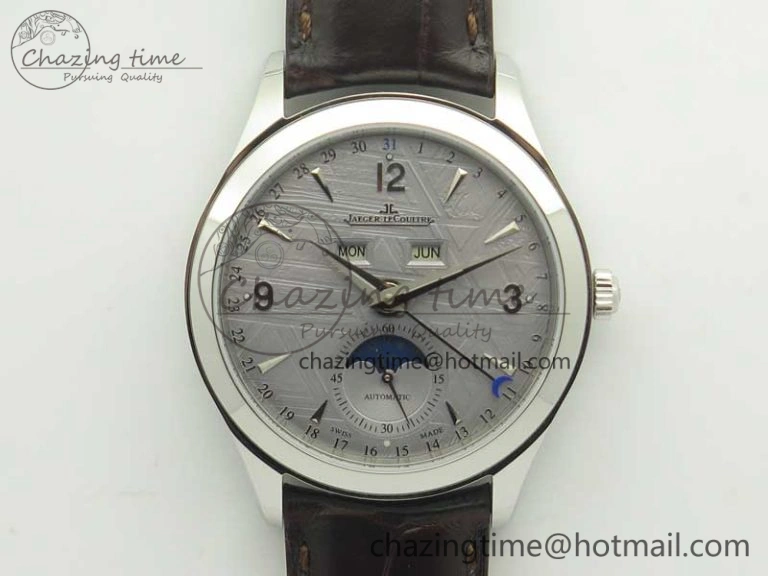Snug Master Calendar OMF 1:1 Best Edition Gray Textured Dial on Brown Leather Strap A 7477