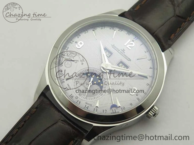 Snug Master Calendar OMF 1:1 Best Edition Gray Textured Dial on Brown Leather Strap A 7477
