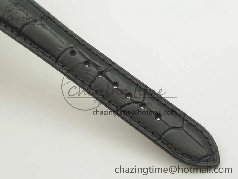 Neat Master Calendar OMF 1:1 Best Edition White Dial Black Markers on Black Leather Strap A 7485