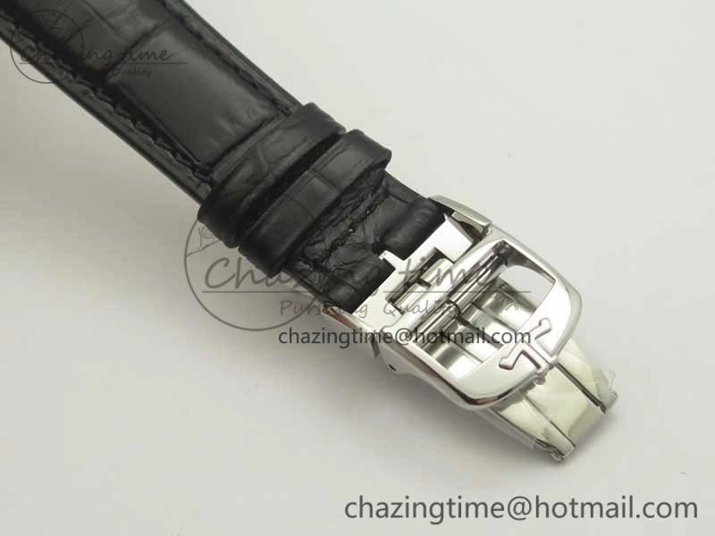 Neat Master Calendar OMF 1:1 Best Edition White Dial Black Markers on Black Leather Strap A 7485