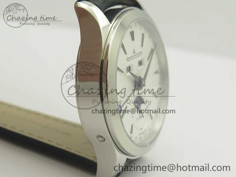 Neat Master Calendar OMF 1:1 Best Edition White Dial Black Markers on Black Leather Strap A 7485