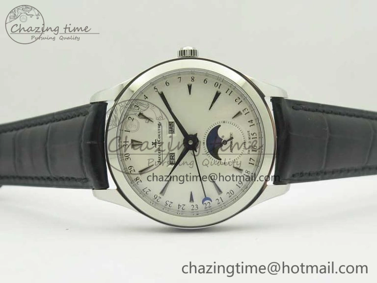 Neat Master Calendar OMF 1:1 Best Edition White Dial Black Markers on Black Leather Strap A 7485