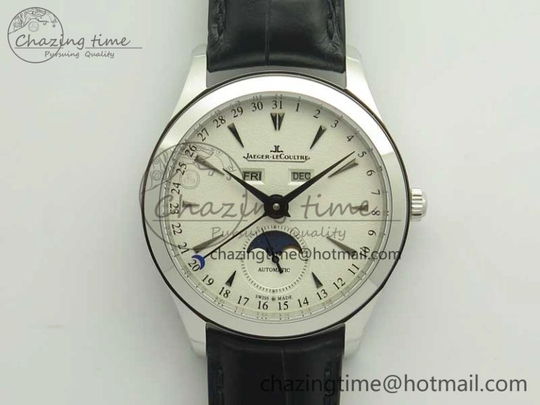 Master Calendar OMF 1:1 Best Edition White Dial on Black Leather Strap A Unique 7473