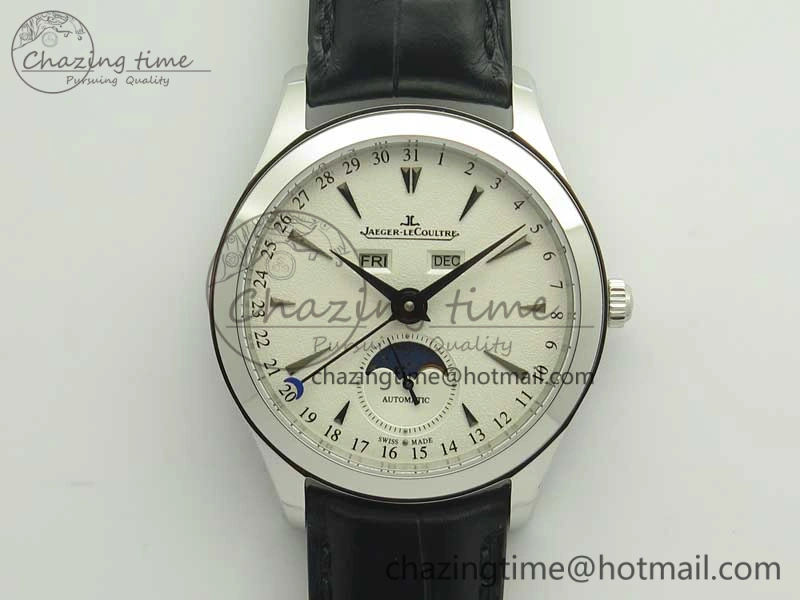 Master Calendar OMF 1:1 Best Edition White Dial on Black Leather Strap A Unique 7473