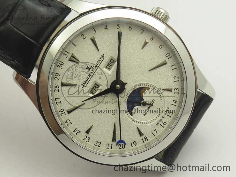 Master Calendar OMF 1:1 Best Edition White Dial on Black Leather Strap A Unique 7473