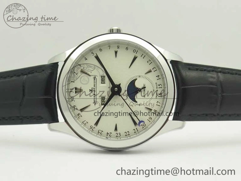 Master Calendar OMF 1:1 Best Edition White Dial on Black Leather Strap A Unique 7473