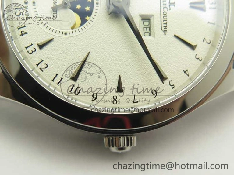 Master Calendar OMF 1:1 Best Edition White Dial on Black Leather Strap A Unique 7473