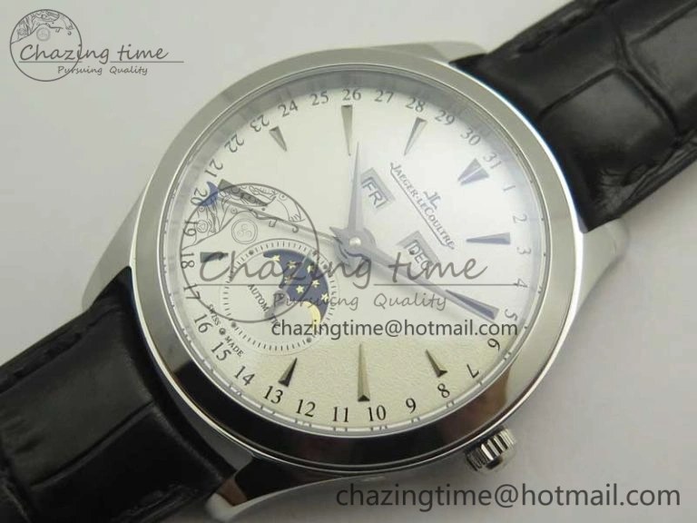 Master Calendar OMF 1:1 Best Edition White Dial on Black Leather Strap A Unique 7473
