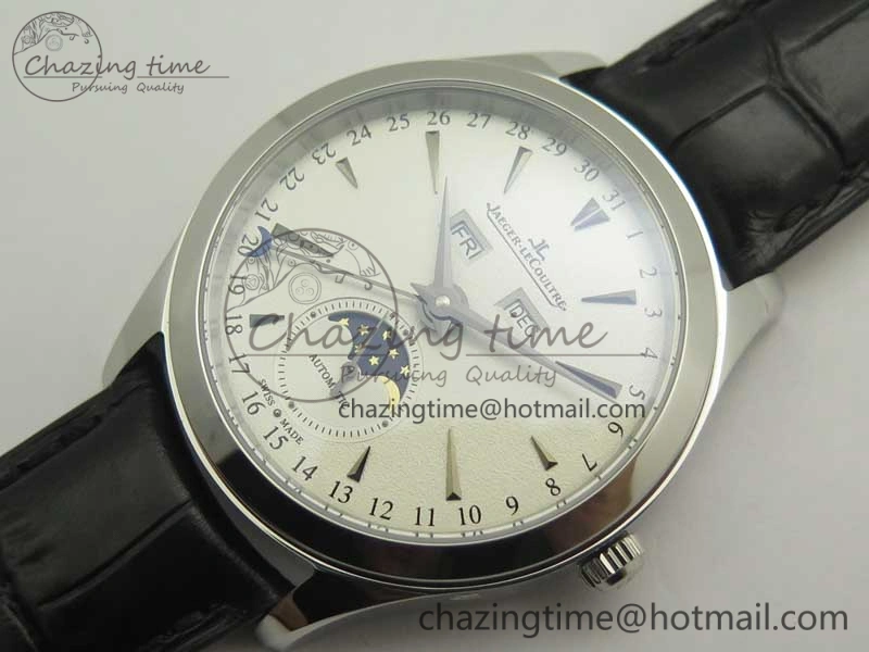 Master Calendar OMF 1:1 Best Edition White Dial on Black Leather Strap A Unique 7473