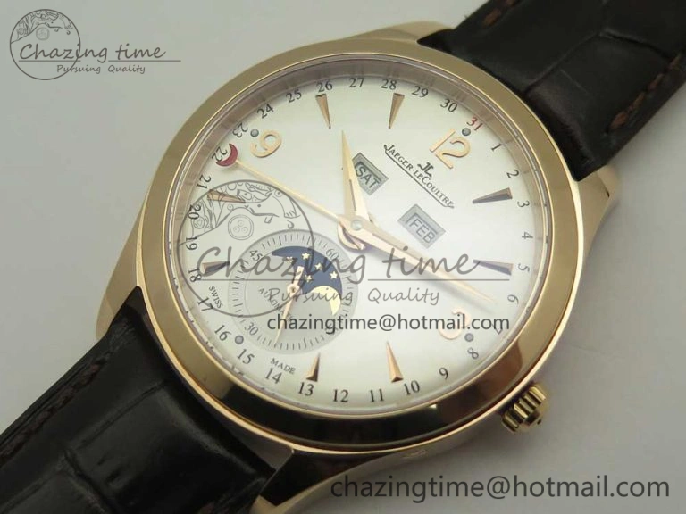 Master Calendar RG OMF 1:1 Best Edition Silver Dial on Brown Leather Strap A Versatile 7461