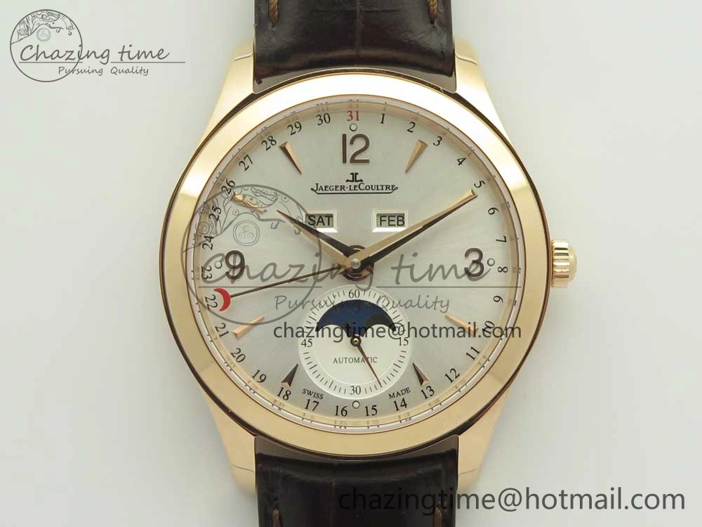 Master Calendar RG OMF 1:1 Best Edition Silver Dial on Brown Leather Strap A Versatile 7461