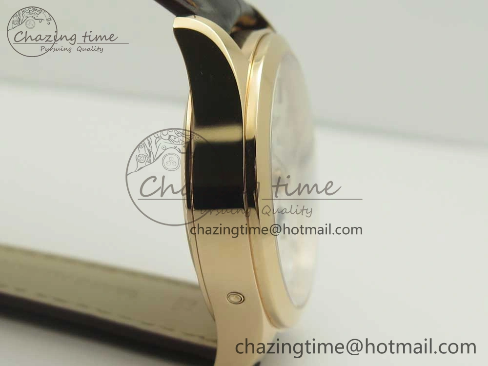 Master Calendar RG OMF 1:1 Best Edition Silver Dial on Brown Leather Strap A Versatile 7461