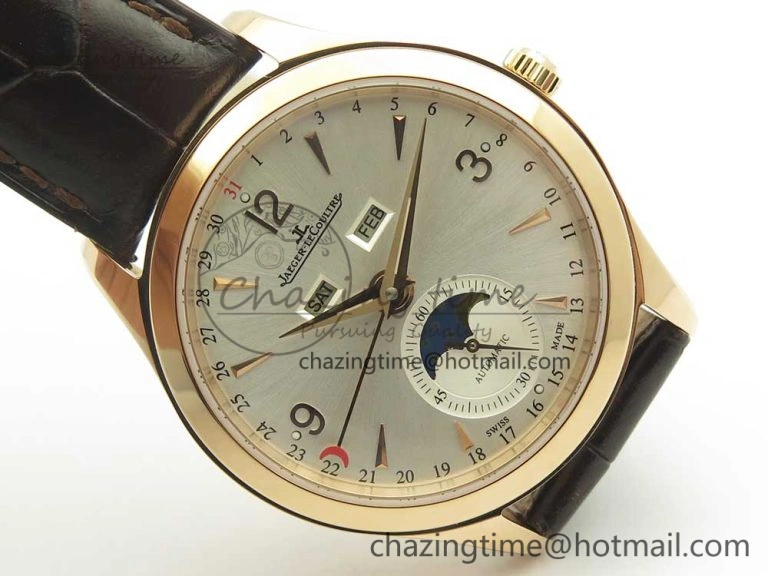 Master Calendar RG OMF 1:1 Best Edition Silver Dial on Brown Leather Strap A Versatile 7461