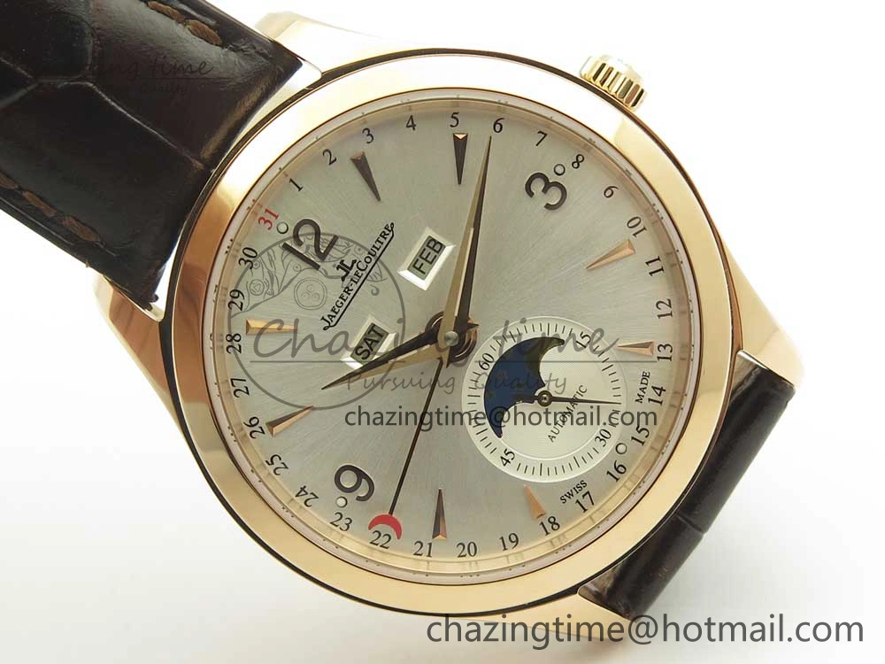 Master Calendar RG OMF 1:1 Best Edition Silver Dial on Brown Leather Strap A Versatile 7461