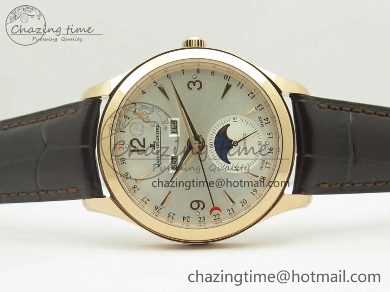 Master Calendar RG OMF 1:1 Best Edition Silver Dial on Brown Leather Strap A Versatile 7461