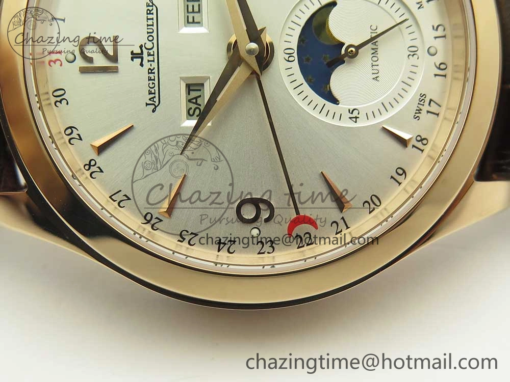 Master Calendar RG OMF 1:1 Best Edition Silver Dial on Brown Leather Strap A Versatile 7461