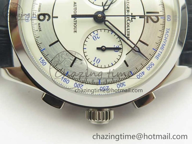 Master Chronograph SS 1538530 White Dial Blue Hand on Blue Leather Strap A MultiPurpose 4933